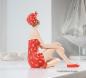 Mobile Preview: Entspannte 50er Jahre Badepuppe in rot-weißem Anker Outfit (Größe 18 cm)